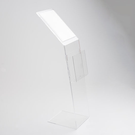 Expositor tipo atril con bolsillo A4 y portafolletos