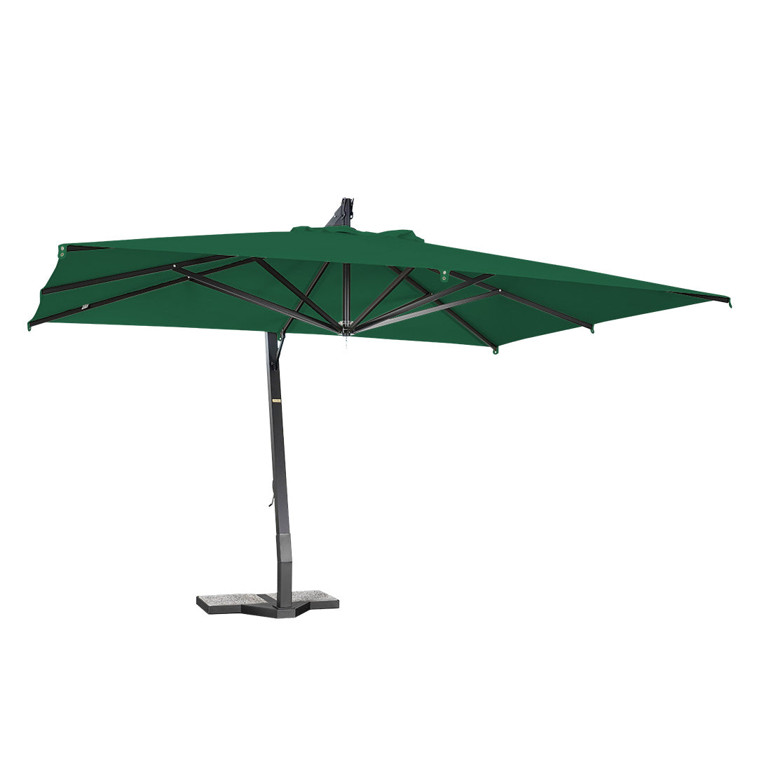 Sombrilla exéntrica en aluminio lona verde