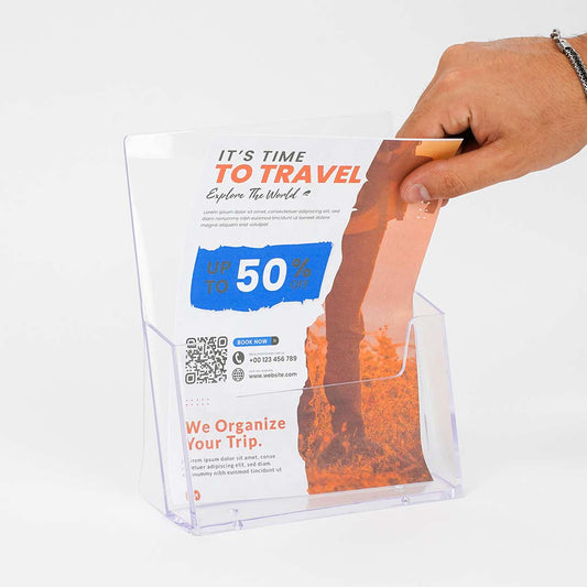 portafolletos de sobremesa en poliestireno transparente