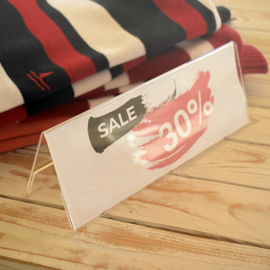 porta precio de metacrilato doble cara