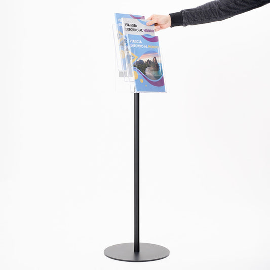 expositor folletos de metacrilato de pie negro