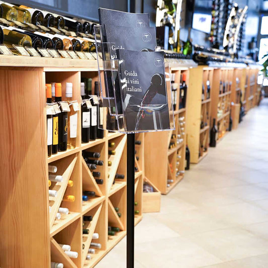 Expositores de pie negro de acrílico para folletos formato A4