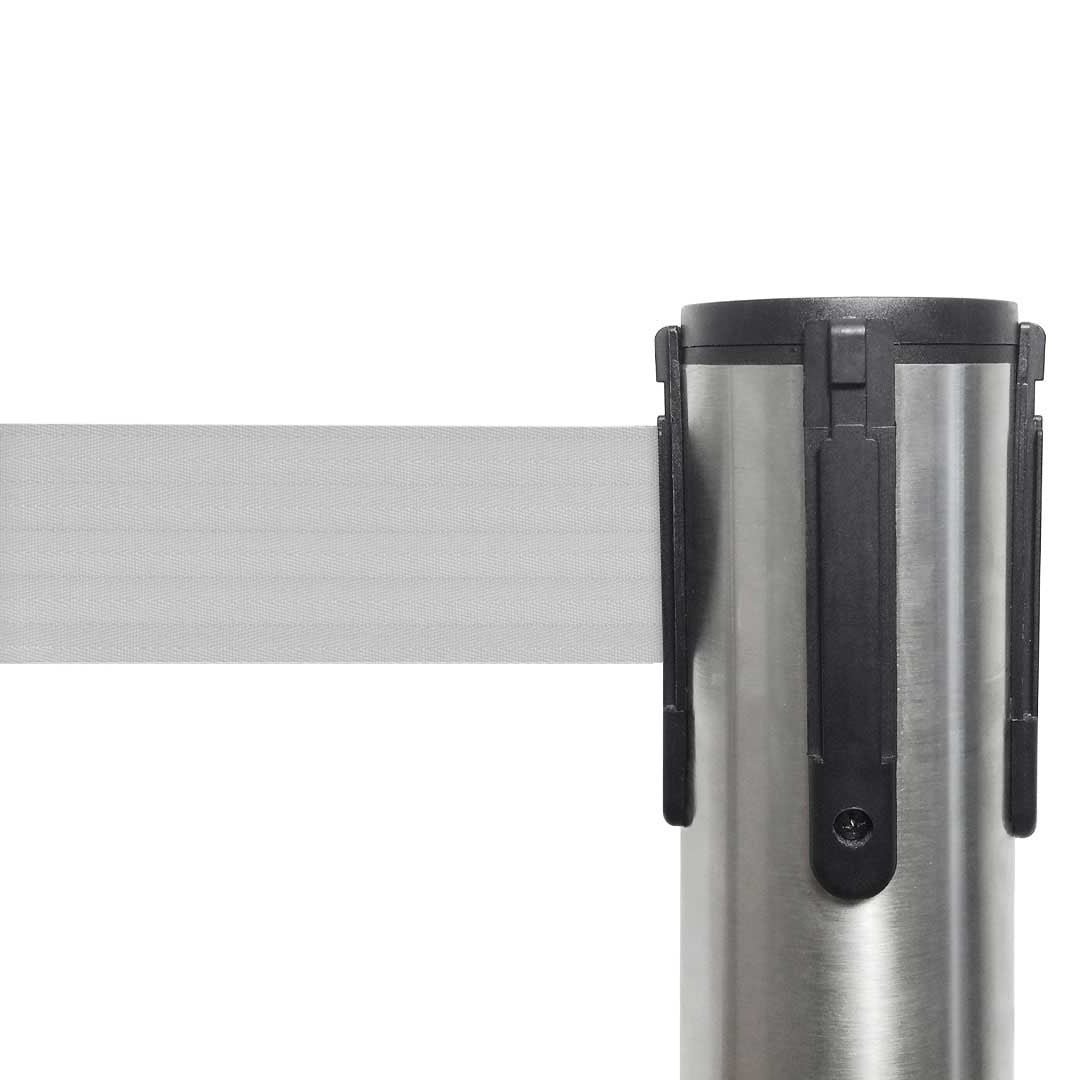 poste separador base plana con cinta gris