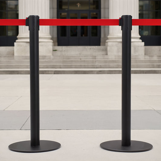 poste separador negro con cinta roja