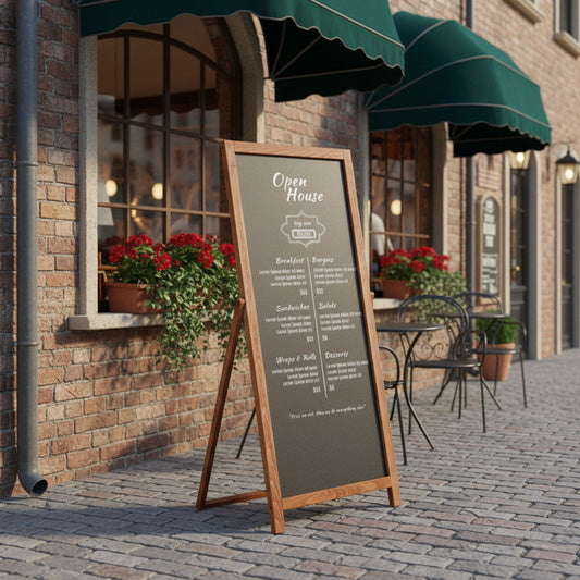 pizarra negra de pie reversible