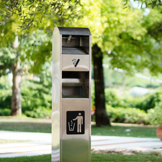 Papelera con cenicero de pie para exterior 14 Litros