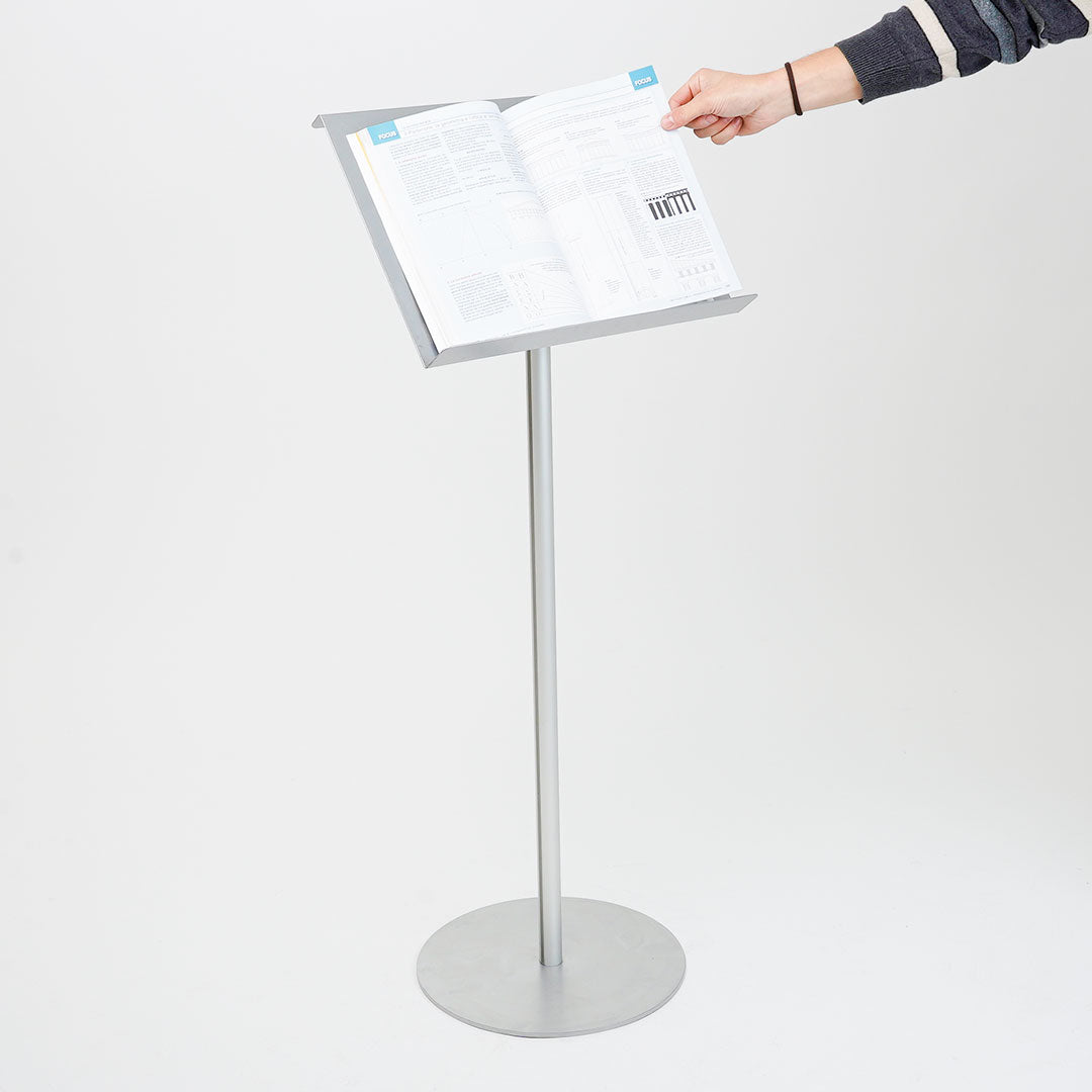 expositor para anuncios tipo atril de pie en metal