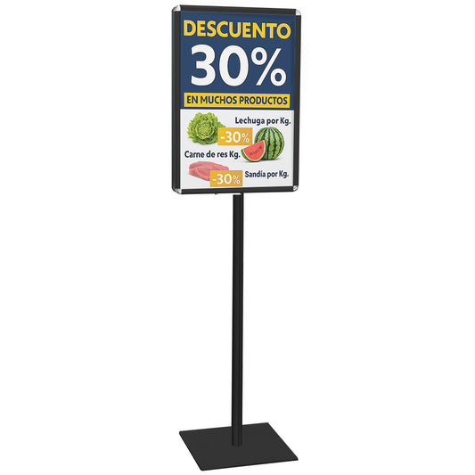 Soporte de pie con doble marco para carteles formato 50x70 y 70x100 cm - base cuadrada