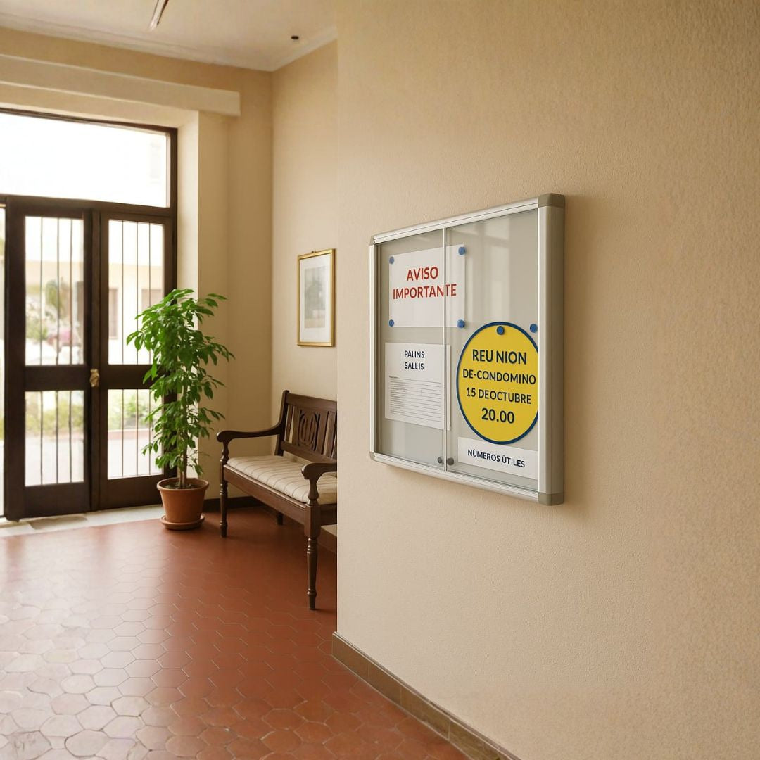 vitrina de anuncios para interior