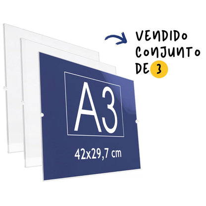 conjunto de portagrafica en metacrilato para vidrio