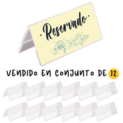 conjunto porta nombre de metacrilato