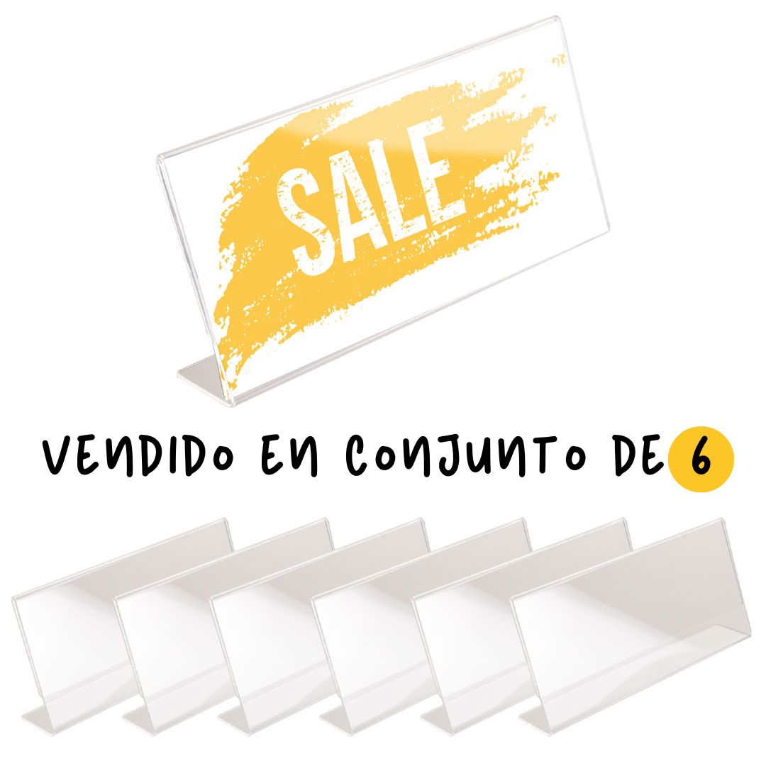 conjunto portaprecios de metacrilato de forma L 