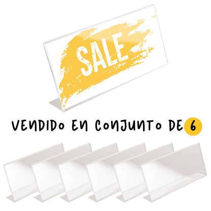 conjunto portaprecios de metacrilato de forma L 