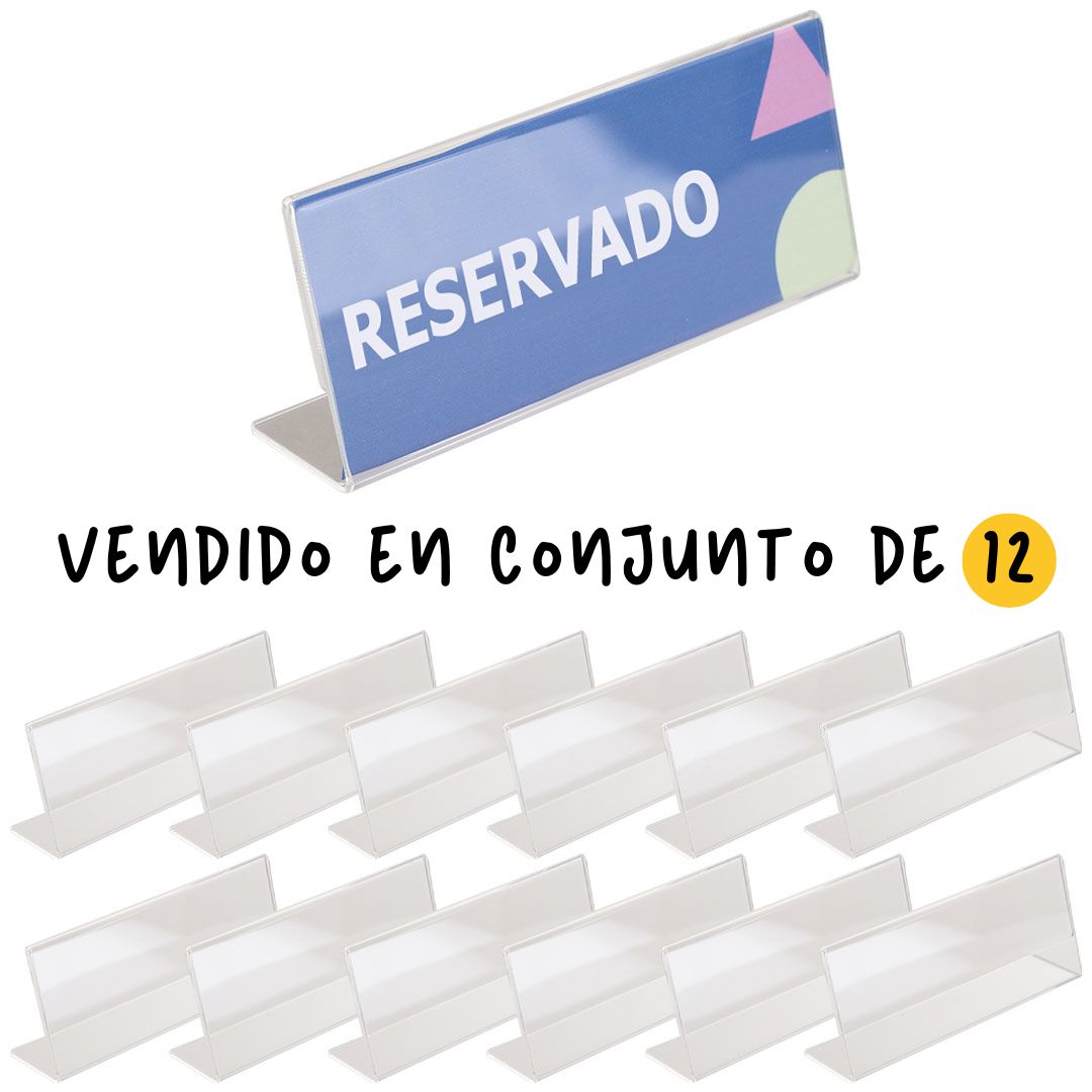conjunto de portanombre metacrilato de forma L
