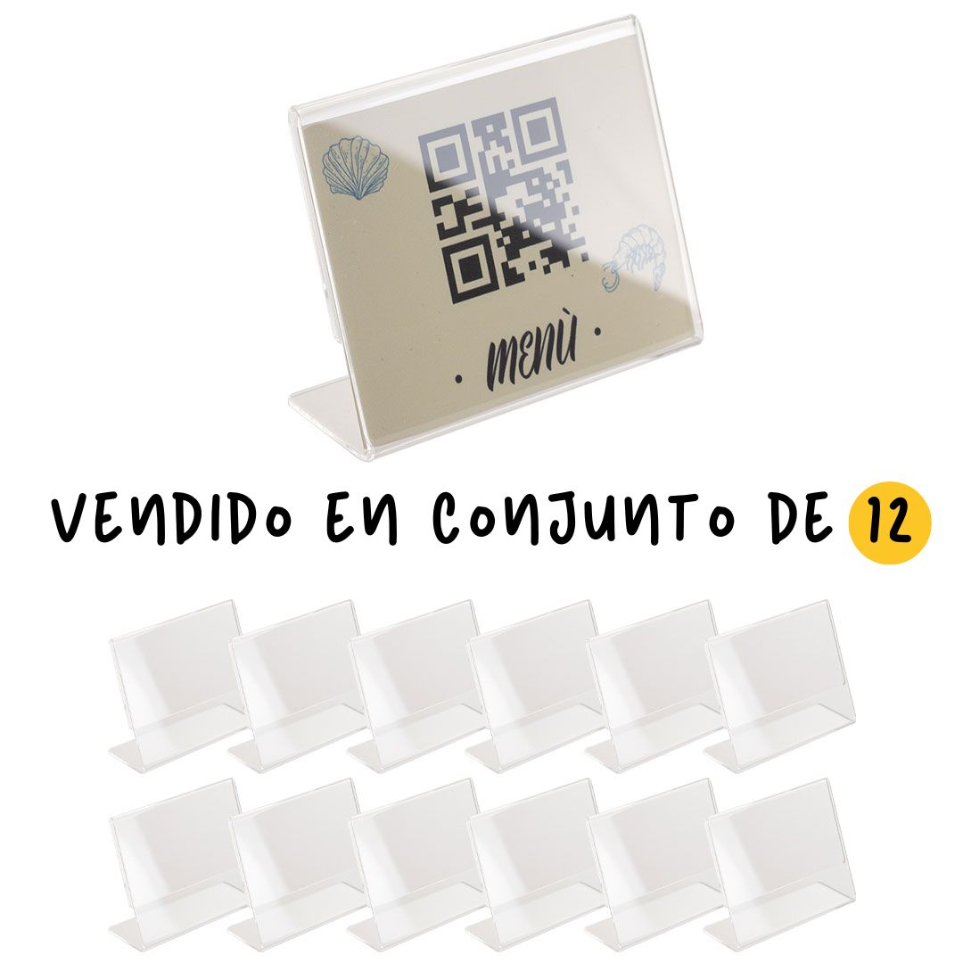 conjunto de portanombre metacrilato de forma L