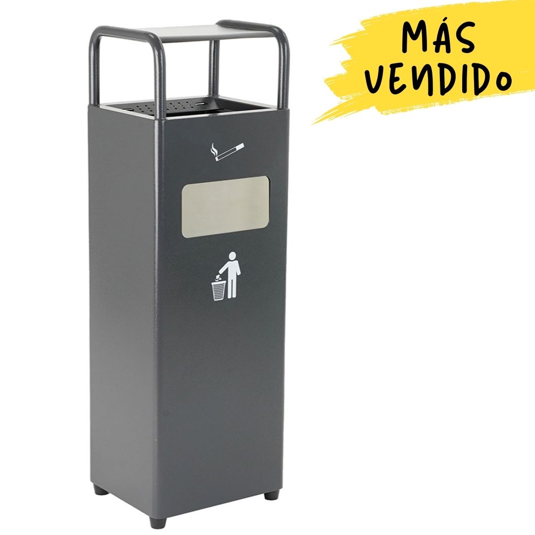 papelera exterior con cenicero