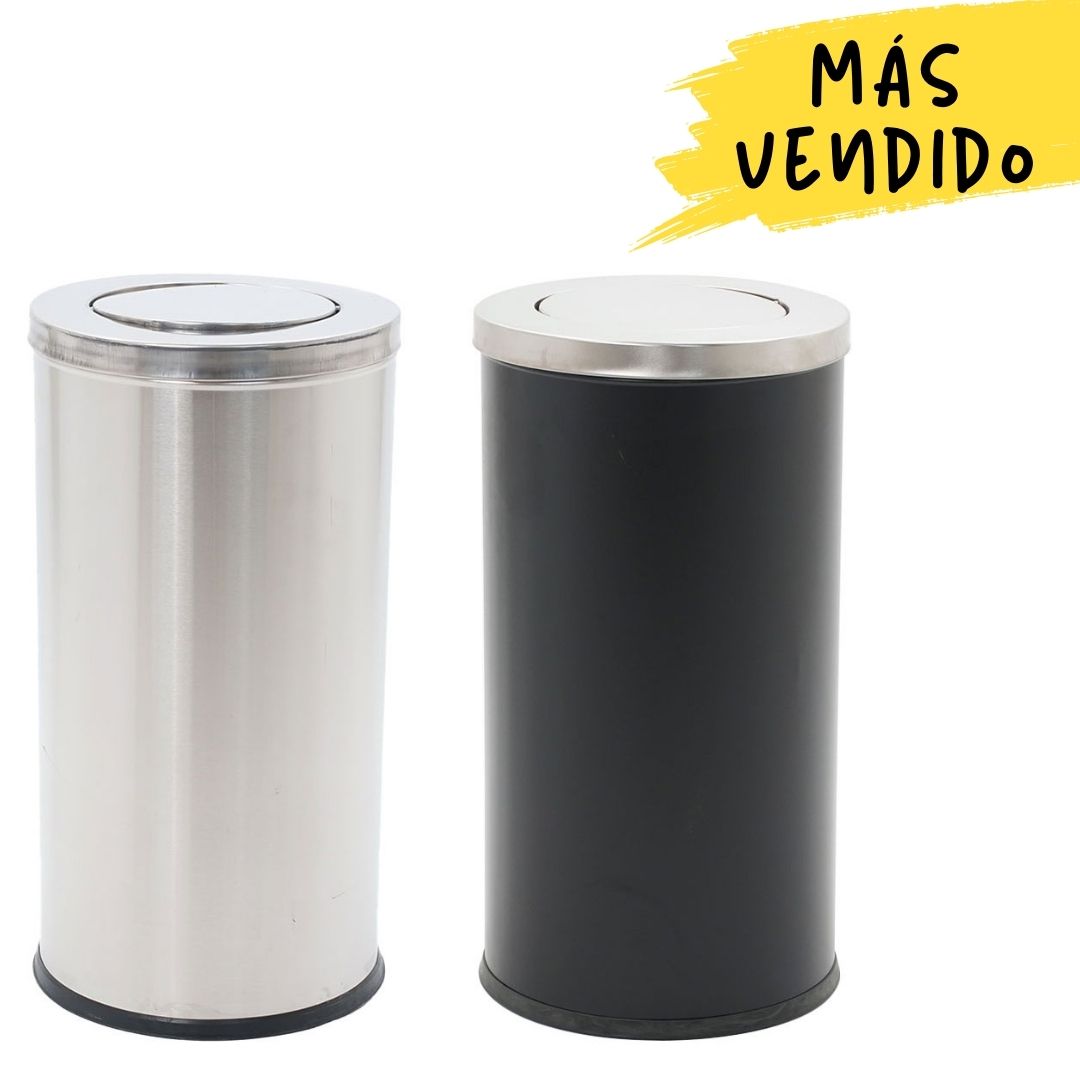papelera metálica con tapa