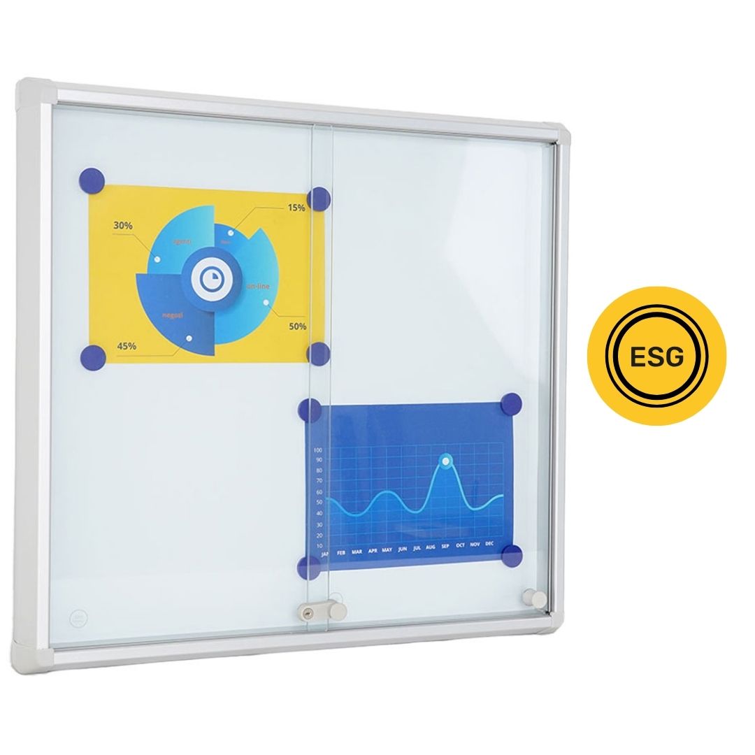 vitrina de anuncios con puertas correderas