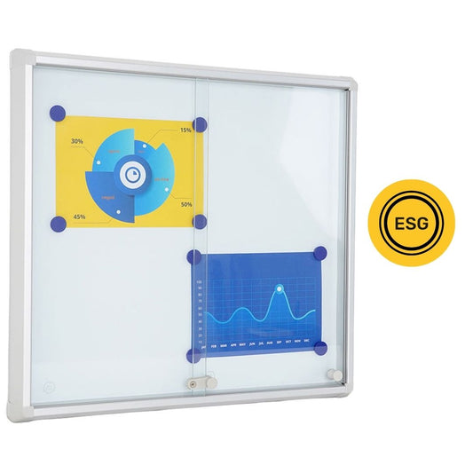 vitrina de anuncios con puertas correderas