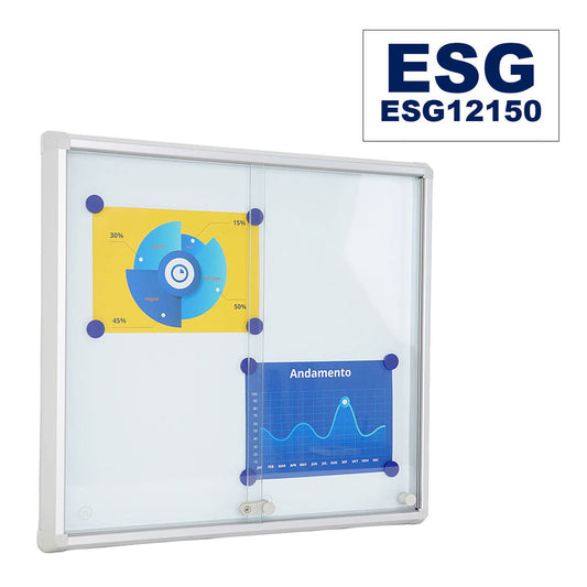 vitrina de anuncios con puertas correderas