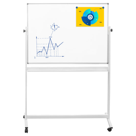 pizarra blanca giratoria de pie con ruedas