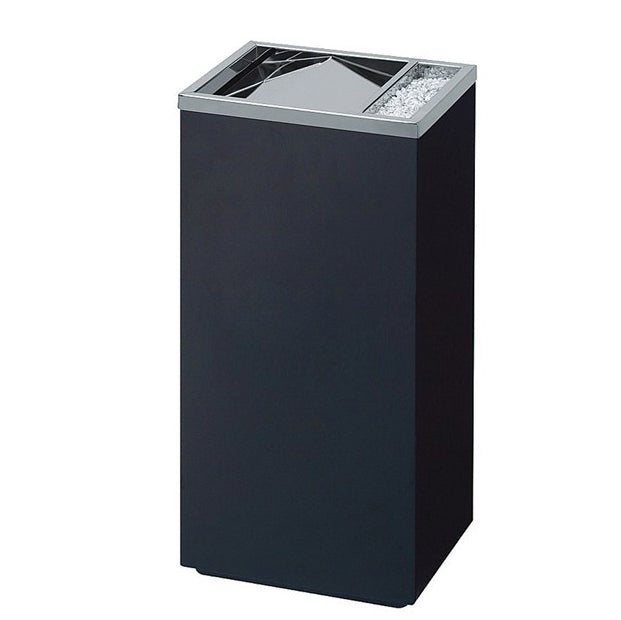 papelera negra con cenicero