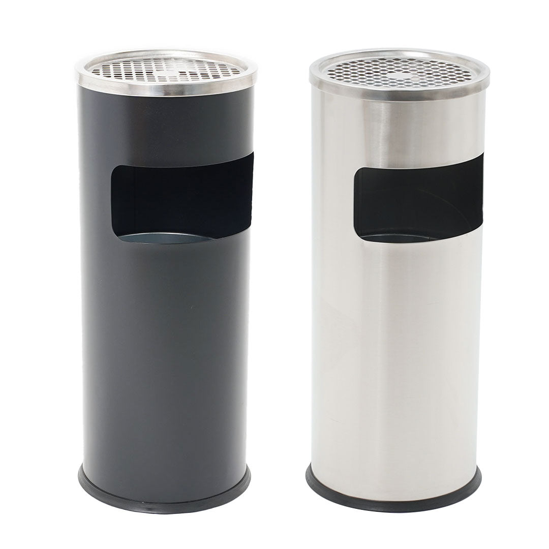 Cenicero de pie con papelera acabado negro y cromado