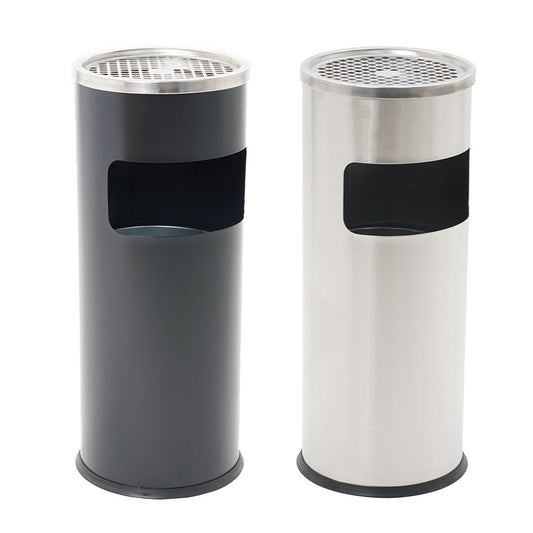 Cenicero de pie con papelera acabado negro y cromado