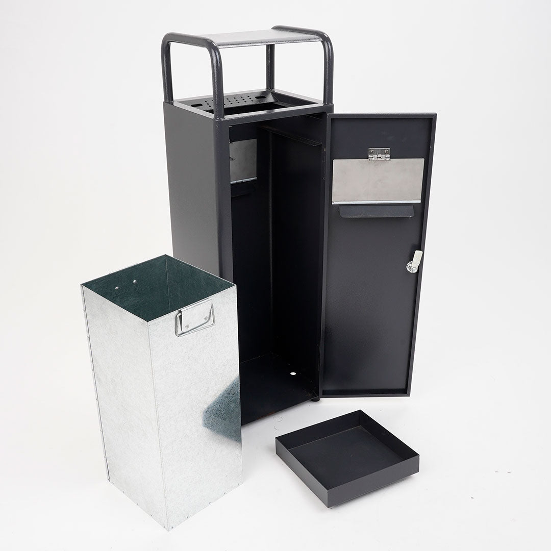 papelera exterior con cenicero