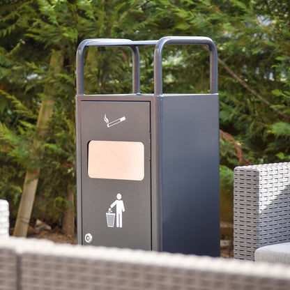 papelera exterior con cenicero