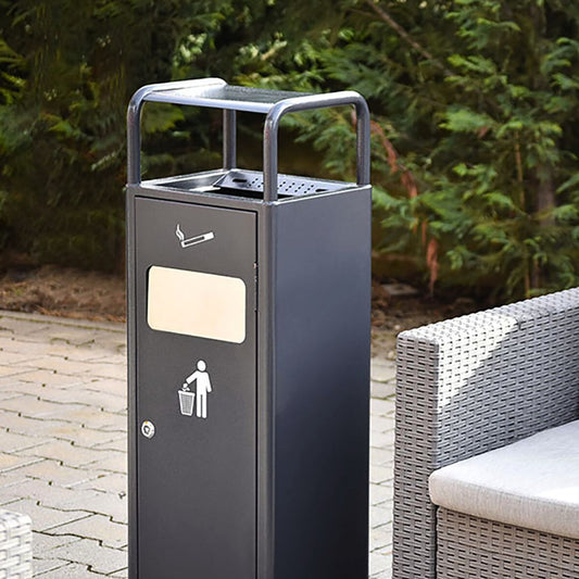 papelera exterior con cenicero