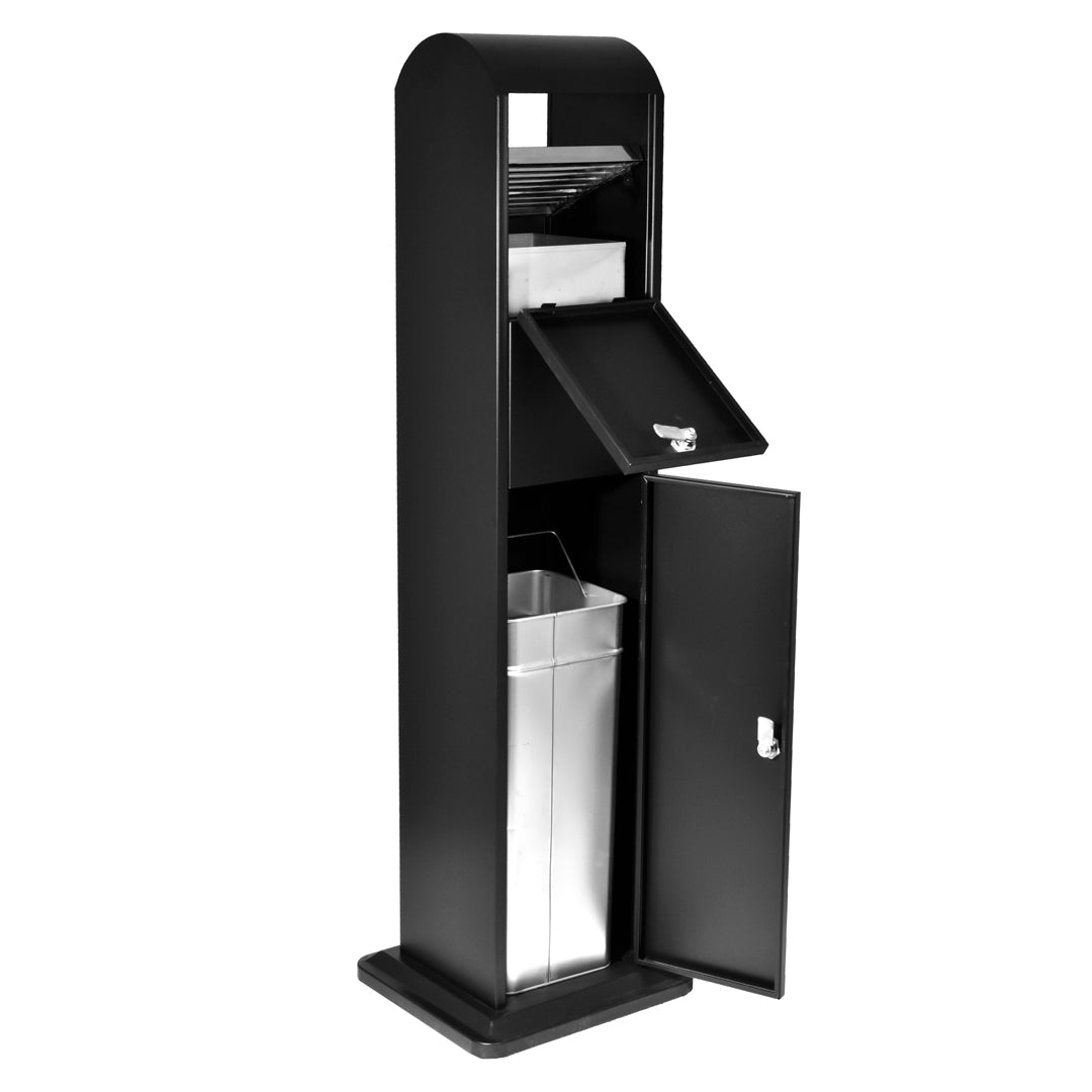 papelera con cenicero de pie para exterior 