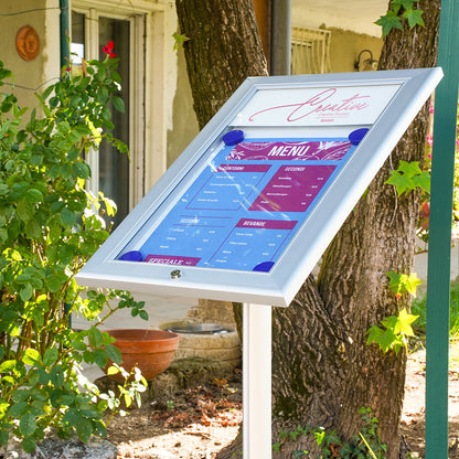 atril porta menú exterior 