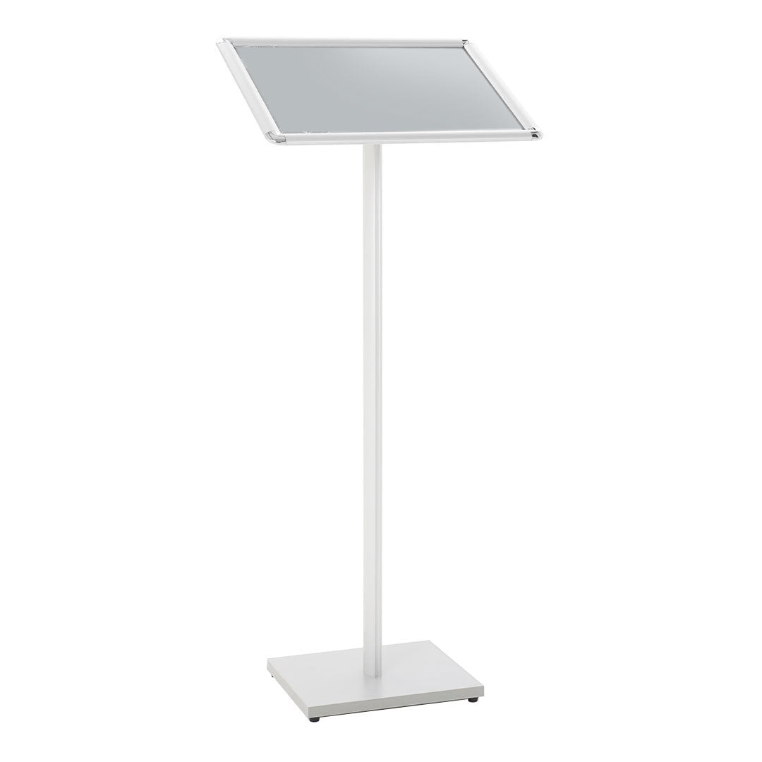 expositor de pie atril con marco de aluminio