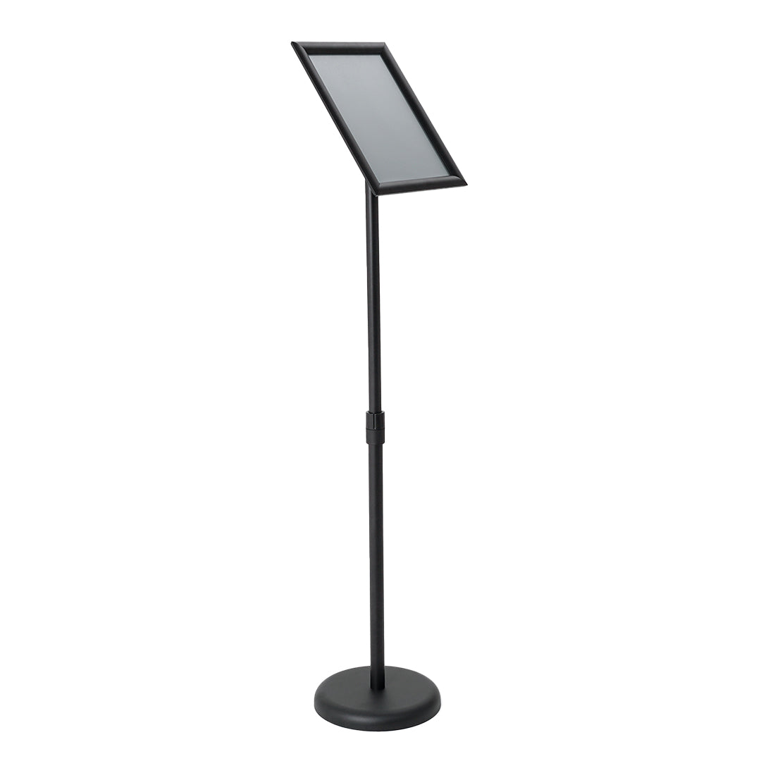 atril negro de pie para avisos A4