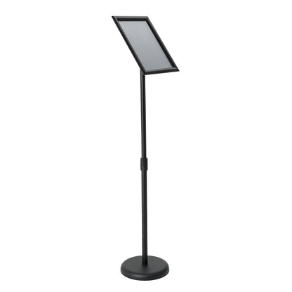 atril negro de pie para avisos A4
