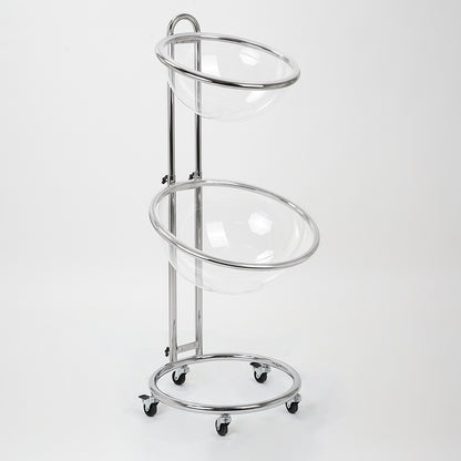 Expositor de pie con semiesferas de metacrilato para presentación de productos