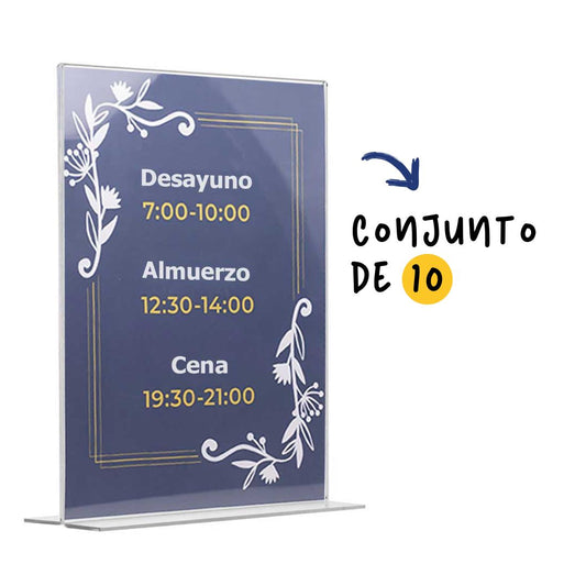 porta menús en metacrilato de doble cara