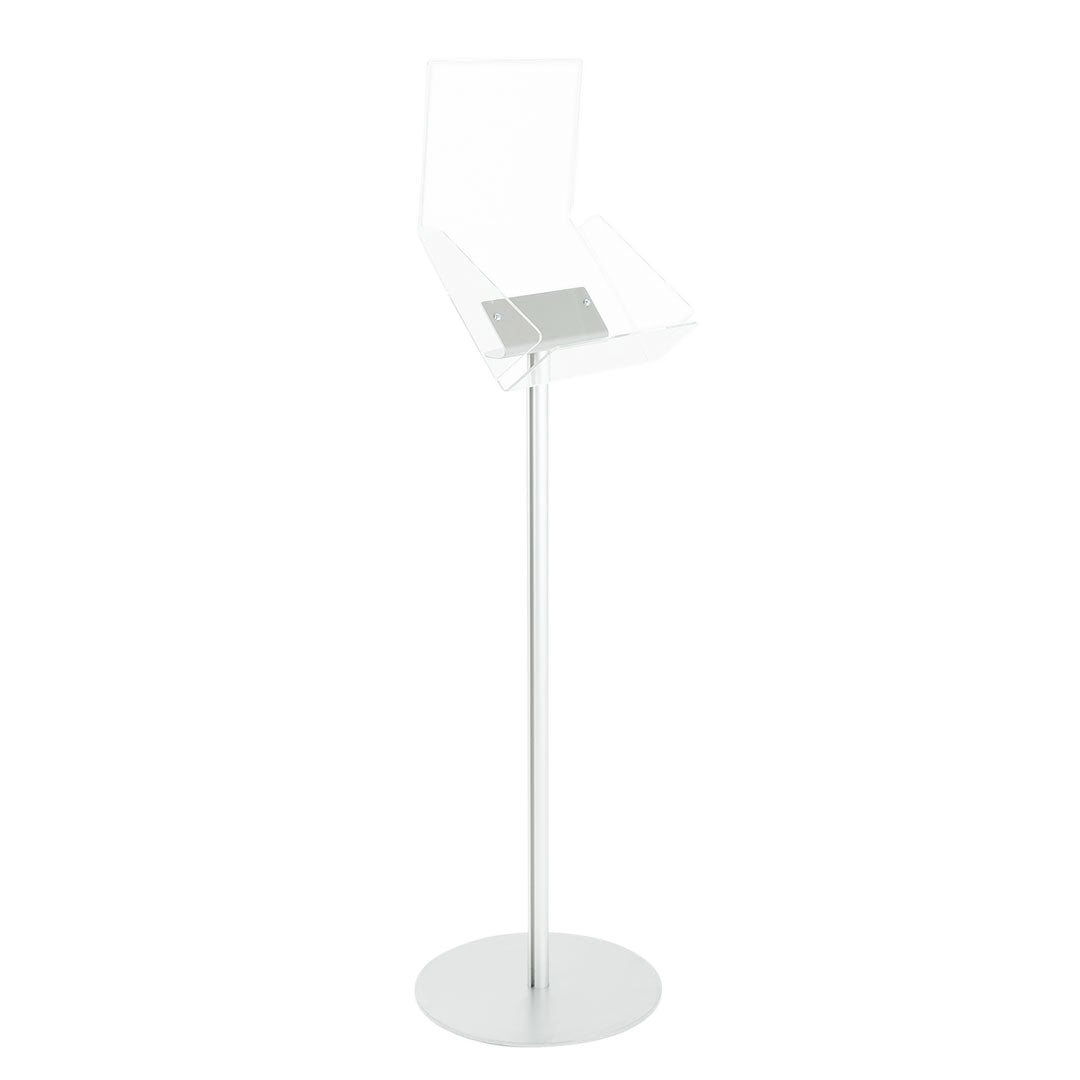 atril de pie en metacrilato con montante en metal