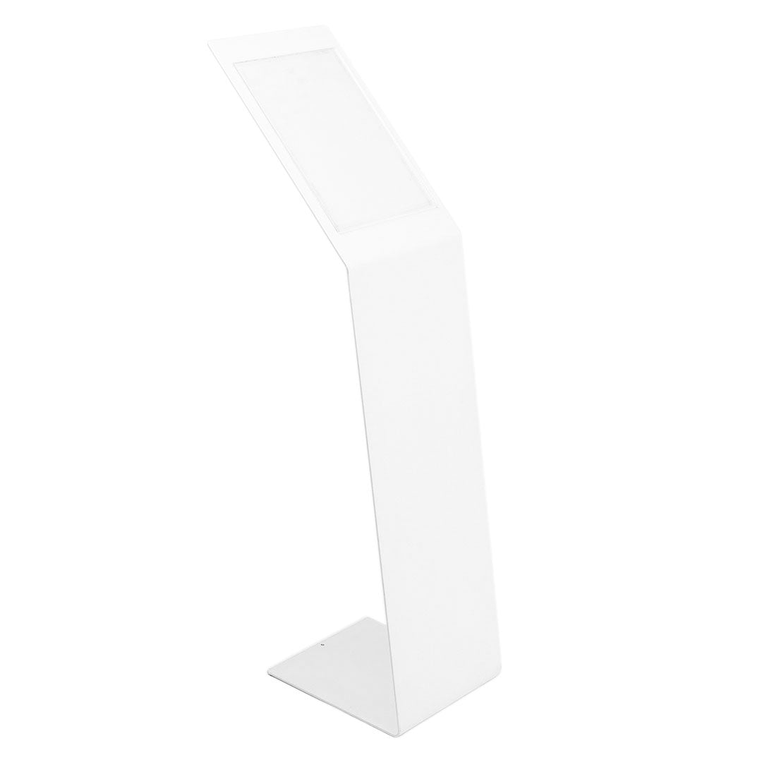 atril de pie en metal con portagrafica de metacrilato