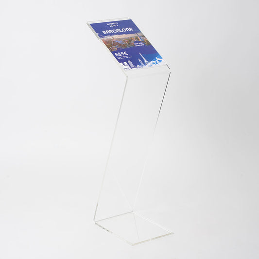 atril informativo de metacrilato en forma de Z 