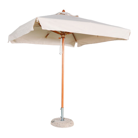 sombrilla cuadrada de madera lona crudo