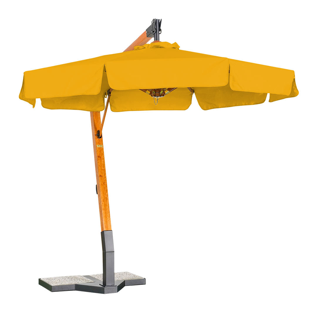 sombrilla de madera lona amarillo