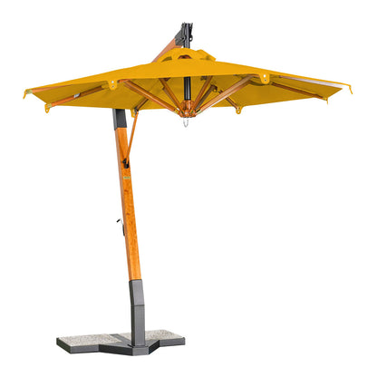 sombrilla de madera lona amarillo