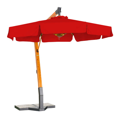 sombrilla de madera lona roja