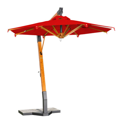 sombrilla de madera lona roja