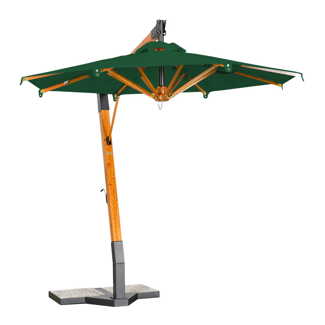 sombrilla de madera lona verde