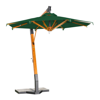 sombrilla de madera lona verde