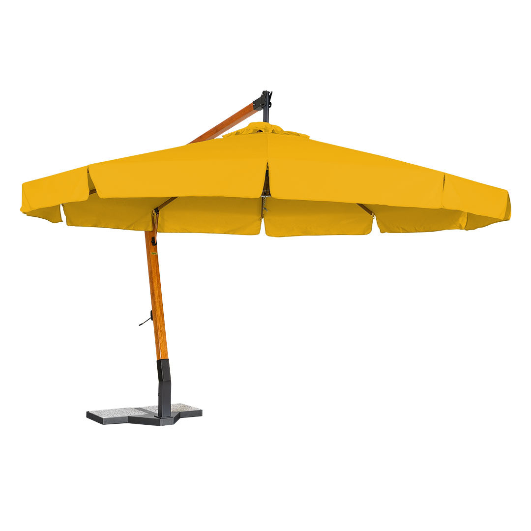 sombrilla de madera lona amarillo