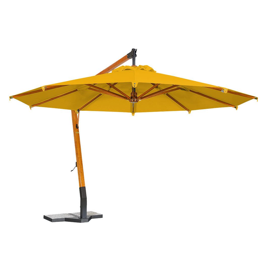 sombrilla de madera lona amarillo